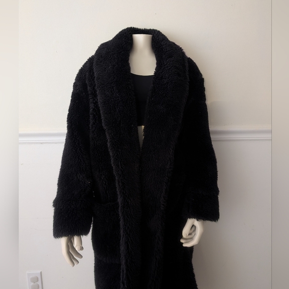 JLUXLABEL Yvette Long Black Teddy Coat - Picture 2 of 11